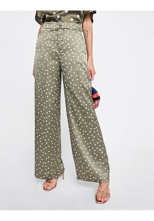 Green Dots Pattern Decorated Pants Green Dots Pattern Decorated Pants