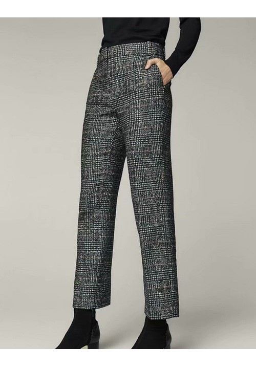 Gray Grids Pattern Decorated Pants Gray Grids Pattern Decorated Pants