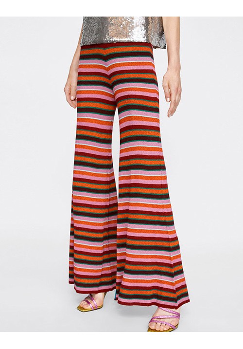 Multi-color Stripe Pattern Decorated Pants Multi-color Stripe Pattern Decorated Pants