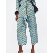 Blue Spot Pattern Decorated Trousers
