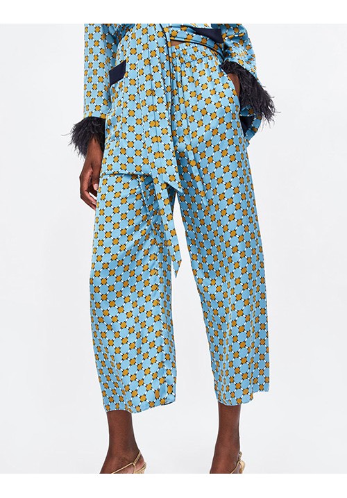 Blue Spot Pattern Decorated Trousers Blue Spot Pattern Decorated Trousers