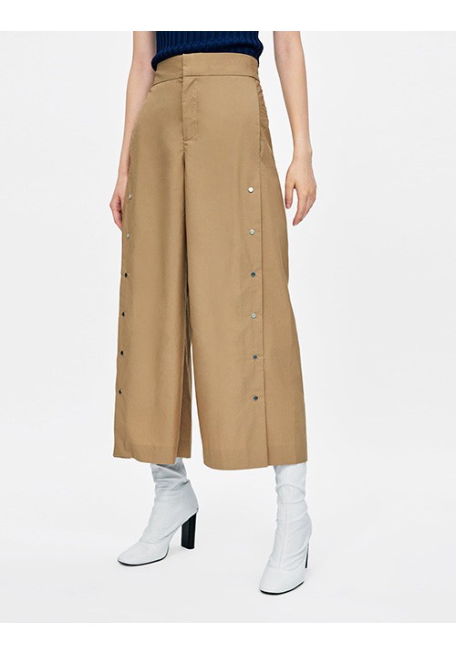Khaki Pure Color Decorated Pants Khaki Pure Color Decorated Pants