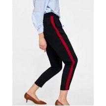 Black Stripe Pattern Decorated Trousers