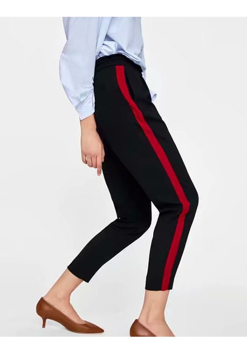 Black Stripe Pattern Decorated Trousers Black Stripe Pattern Decorated Trousers