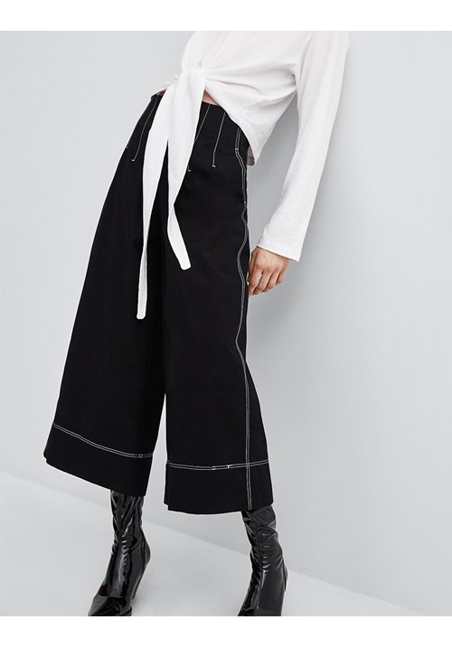 Black Pure Color Design Loose Pants Black Pure Color Design Loose Pants