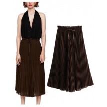 Trendy Coffee Pure Color Decorated Loose Pants