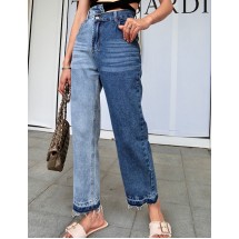 Trendy Blue Irregular Shape Design Long Pants