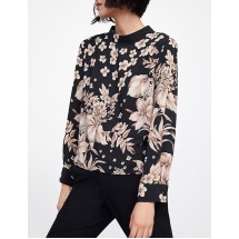 Black Print Flower Print Top