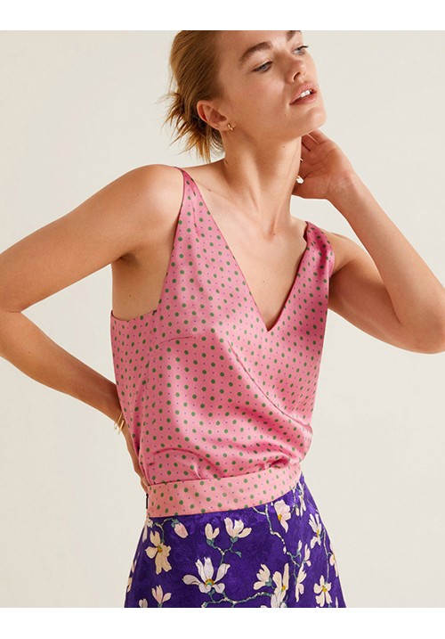 Pink Dots Dot Printed Top Pink Dots Dot Printed Top