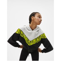 Black Stitching Colorblock Hooded Sweater