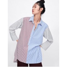 Color Matching Patchwork Loose Striped Shirt