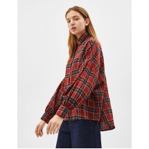 Red Loose Plaid Shirt